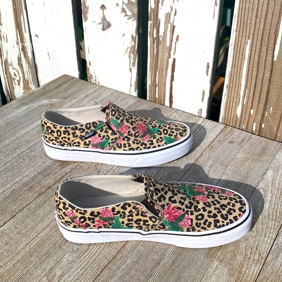Cheetah Vans floral Asher Ginger slip on 6.5 - Picture 2 of 10